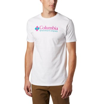 Columbia T-Shirt Heren, Logo Wit Roze, 51RZBSLAV